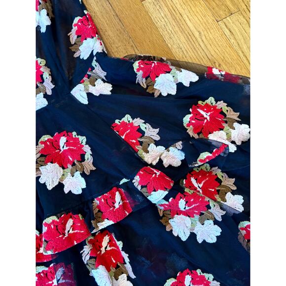 Simone Rocha 2015 Embroidered Tulle Midi Dress Black Floral UK 8 US 4 S Small - Picture 7 of 10